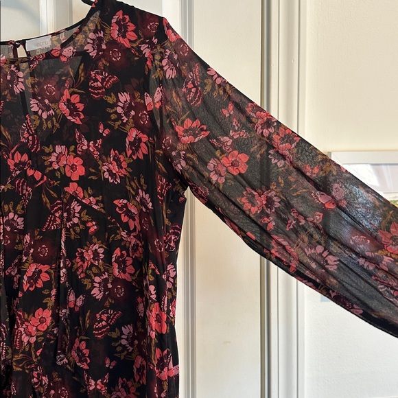 NWOT Ecru Floral Printed Silk Long Sleeve Dress size M - Picture 6 of 13